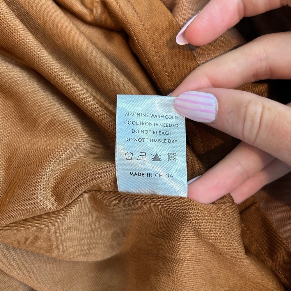 Baltic Born Size 2XL Velvet Midi Dress Smocked Tiered Brown Romantic Autumn Boho - Picture 10 of 12